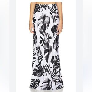 L'AGENCE Zeta Palm Satin Maxi Skirt NWT Size S